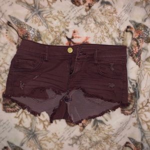 Maroon jean shorts